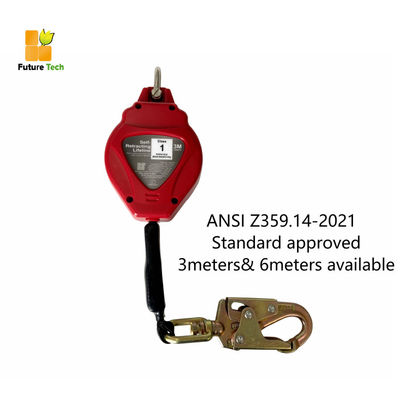 खरीदना ANSI Z359.14-2021 16KN स्थिर शक्ति और 3-6 मीटर की लंबाई के साथ प्रमाणित retractable गिरने arrestor गिरने arresting प्रणाली के लिए ऑनलाइन निर्माण